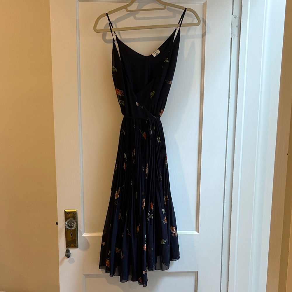 Aritzia Pleated Floral Wrap Dress